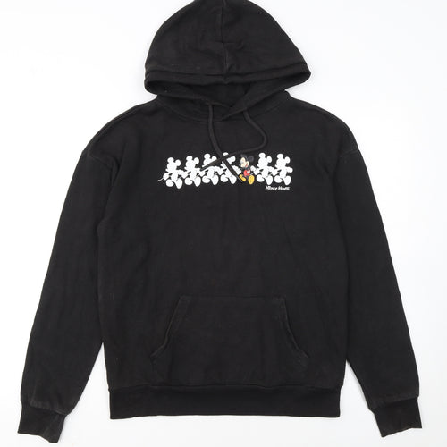 Disney Women Black 2XS Pullover Hoodie Mickey Mouse Graphic Cotton