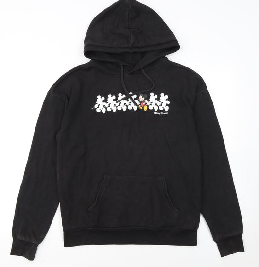 Disney Women Black 2XS Pullover Hoodie Mickey Mouse Graphic Cotton