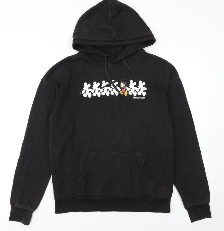 Disney Women Black 2XS Pullover Hoodie Mickey Mouse Graphic Cotton