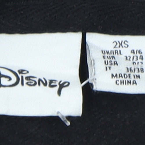 Disney Women Black 2XS Pullover Hoodie Mickey Mouse Graphic Cotton