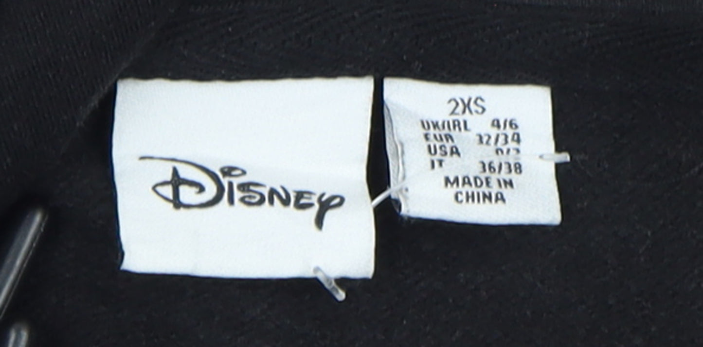 Disney Women Black 2XS Pullover Hoodie Mickey Mouse Graphic Cotton
