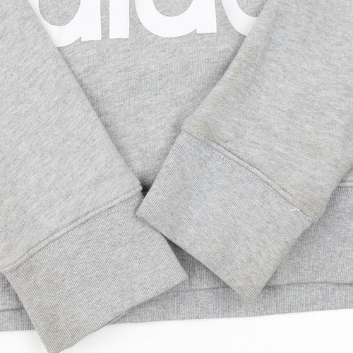Adidas Womens Grey Hoodie XS Pullover Hooded Sweatshirt Logo