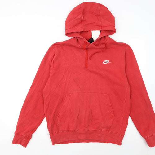 Nike Men’s Red Pullover Hoodie Small Cotton Fleece Classic Style