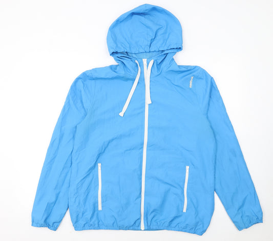 Reebok Womens Blue Hooded Windbreaker Jacket Size 16 Lightweight Activewear