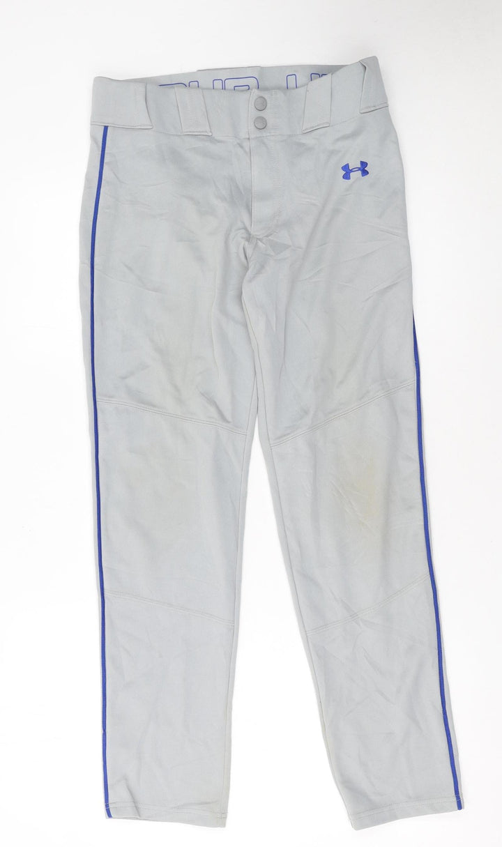 Under Armour Boys Grey XL Baseball Track Pants HeatGear