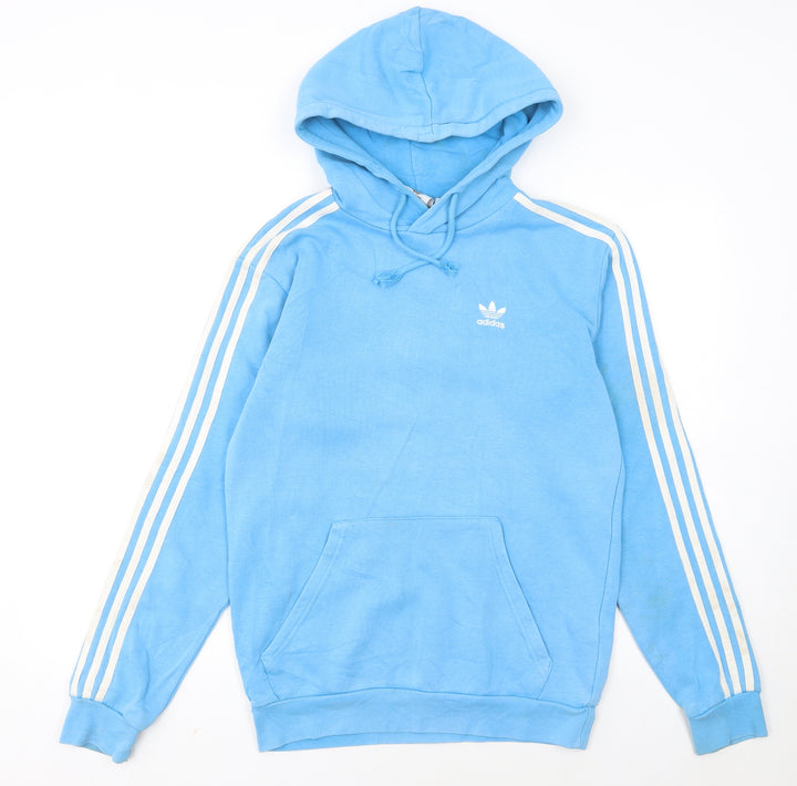 Adidas Men's Blue XS Pullover Hoodie with Logo and Pockets