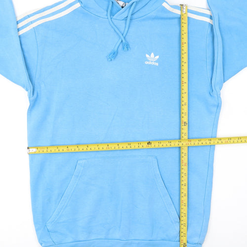 Adidas Men's Blue XS Pullover Hoodie with Logo and Pockets