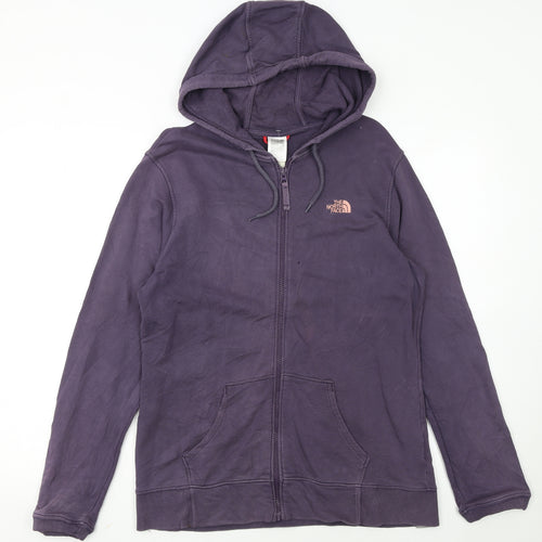 The North Face Womens Purple Full Zip Hoodie Size L Cotton Blend