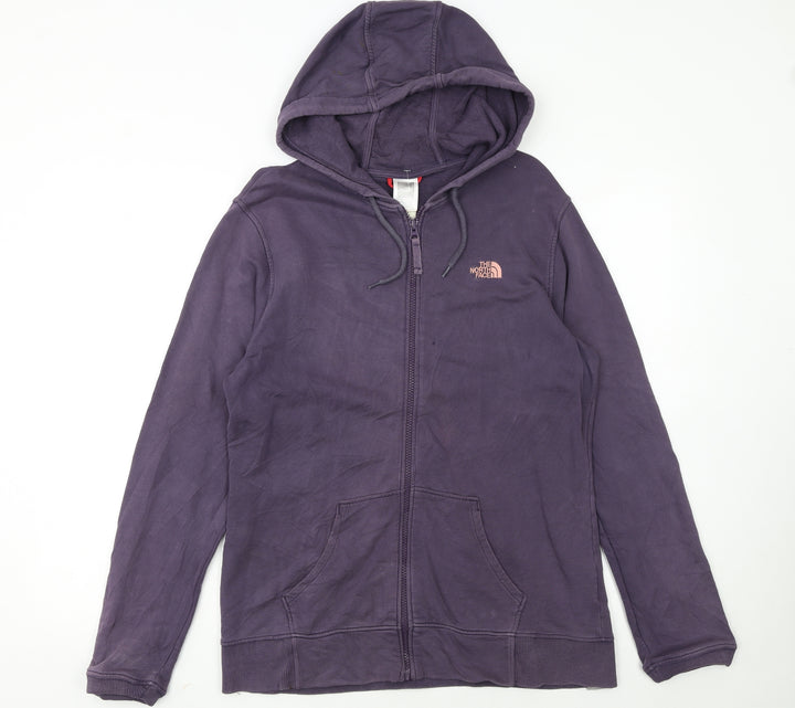 The North Face Womens Purple Full Zip Hoodie Size L Cotton Blend