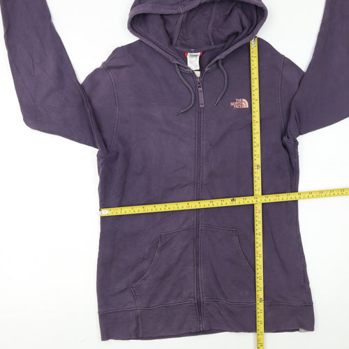 The North Face Womens Purple Full Zip Hoodie Size L Cotton Blend