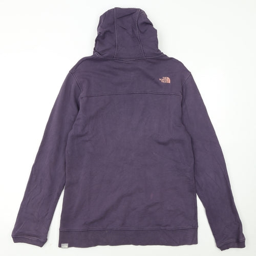 The North Face Womens Purple Full Zip Hoodie Size L Cotton Blend