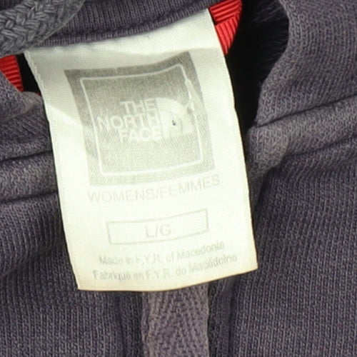 The North Face Womens Purple Full Zip Hoodie Size L Cotton Blend