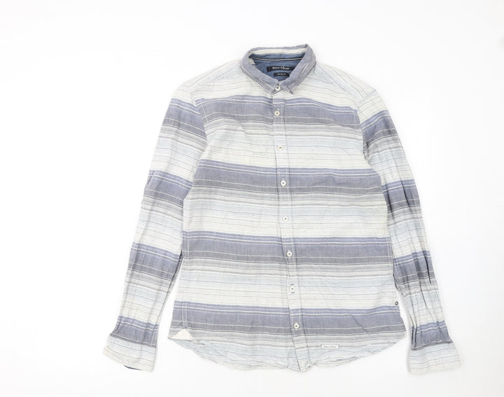 Marc O’Polo Women Blue Striped Button-Up Cotton Shirt S