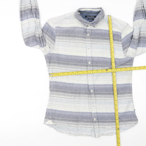 Marc O’Polo Women Blue Striped Button-Up Cotton Shirt S
