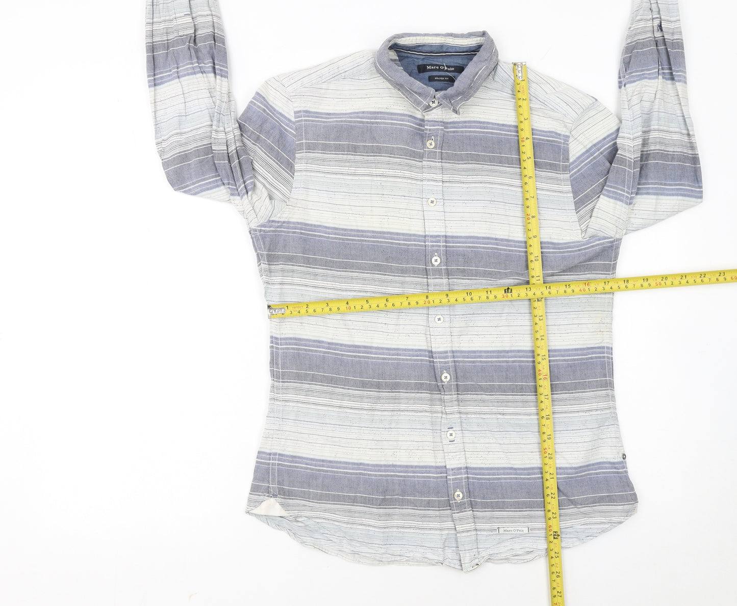 Marc O’Polo Women Blue Striped Button-Up Cotton Shirt S