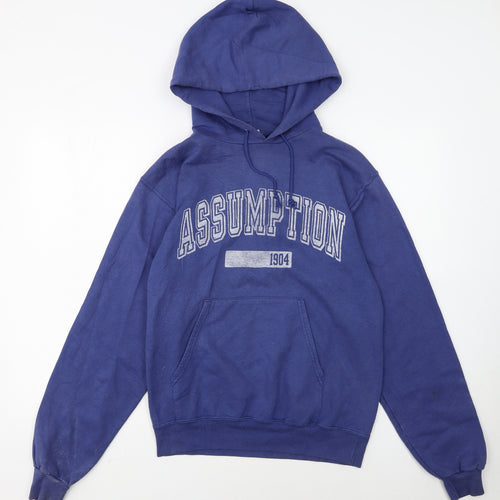 Champion Women's Blue Pullover Hoodie Small Assumption Graphic