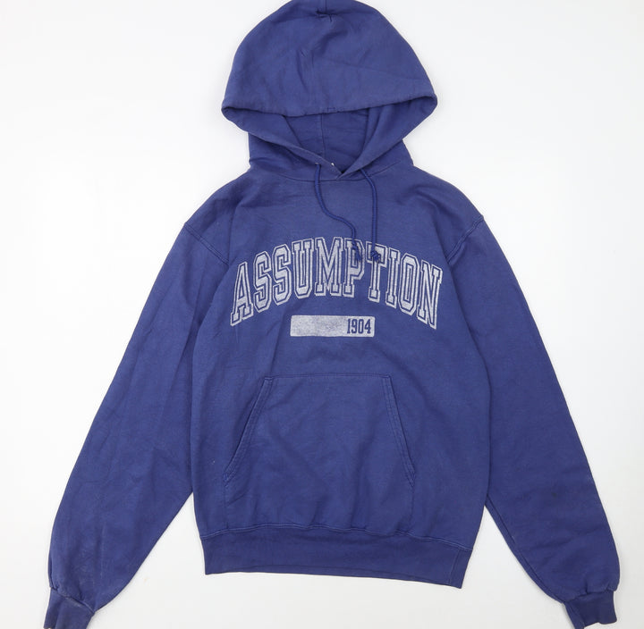 Champion Women's Blue Pullover Hoodie Small Assumption Graphic