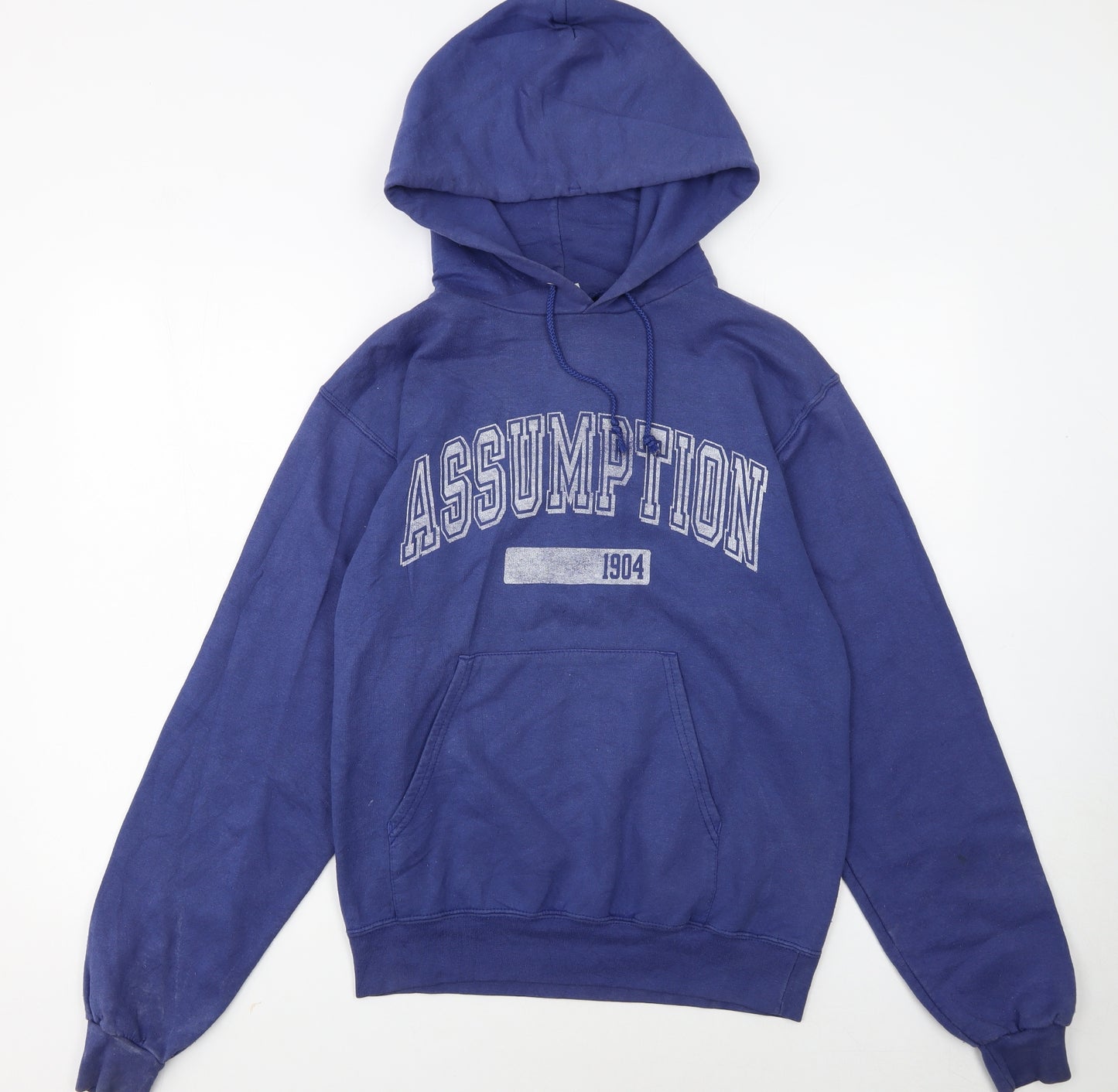 Champion Women's Blue Pullover Hoodie Small Assumption Graphic