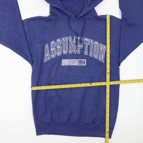 Champion Women's Blue Pullover Hoodie Small Assumption Graphic