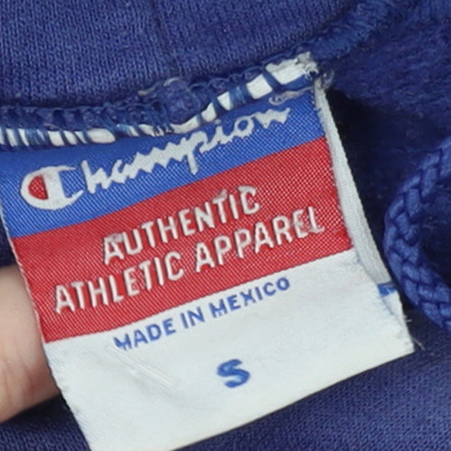 Champion Women's Blue Pullover Hoodie Small Assumption Graphic