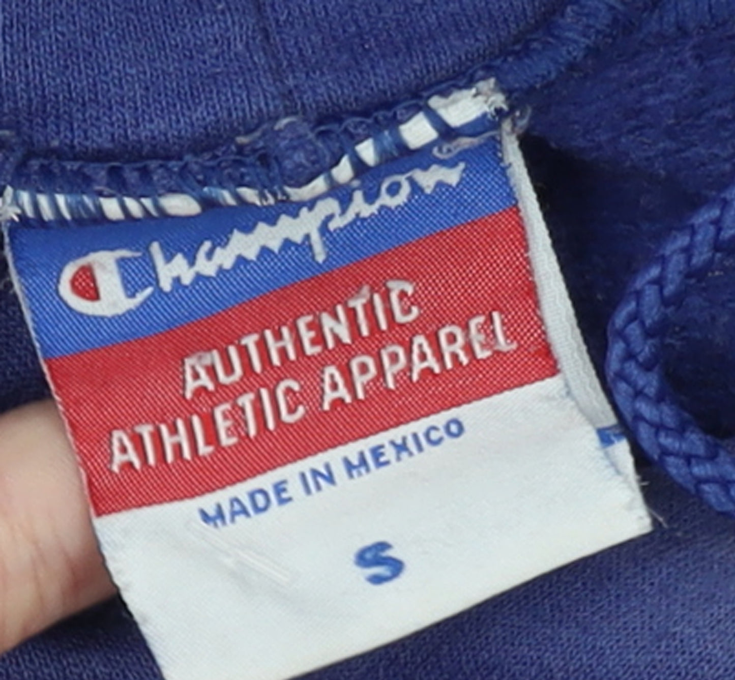 Champion Women's Blue Pullover Hoodie Small Assumption Graphic