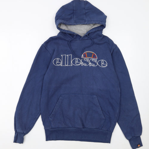 Ellesse Men's Blue Pullover Hoodie Small Embroidered Logo Fleece
