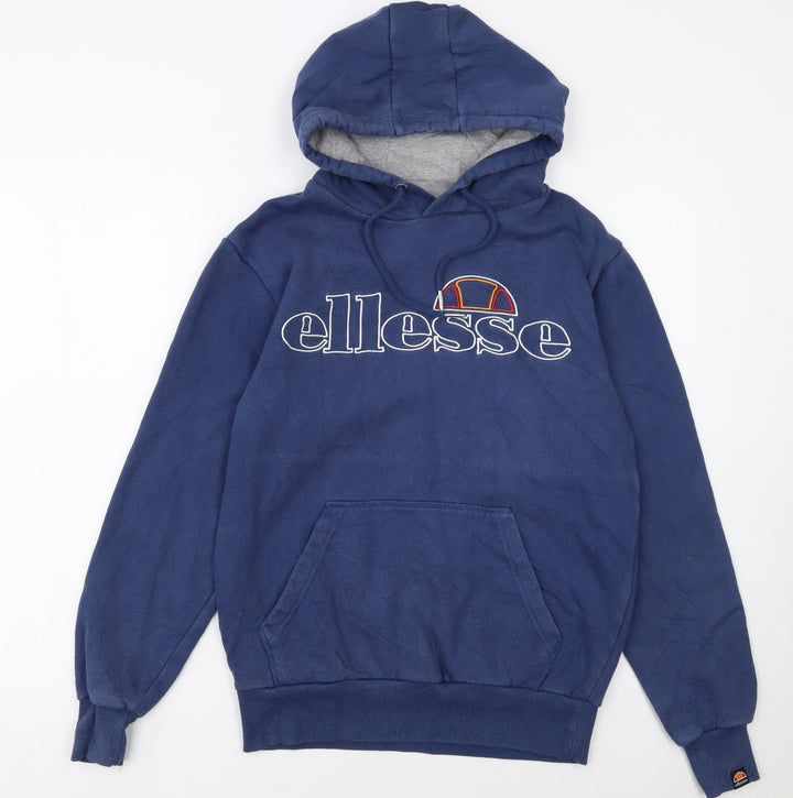 Ellesse Men's Blue Pullover Hoodie Small Embroidered Logo Fleece