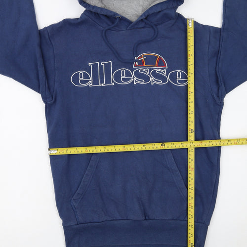 Ellesse Men's Blue Pullover Hoodie Small Embroidered Logo Fleece