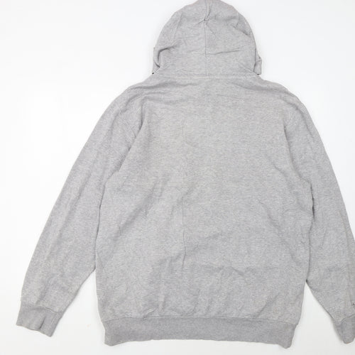 Reebok Men Grey Pullover Hoodie L Logo Fleece Sportswear