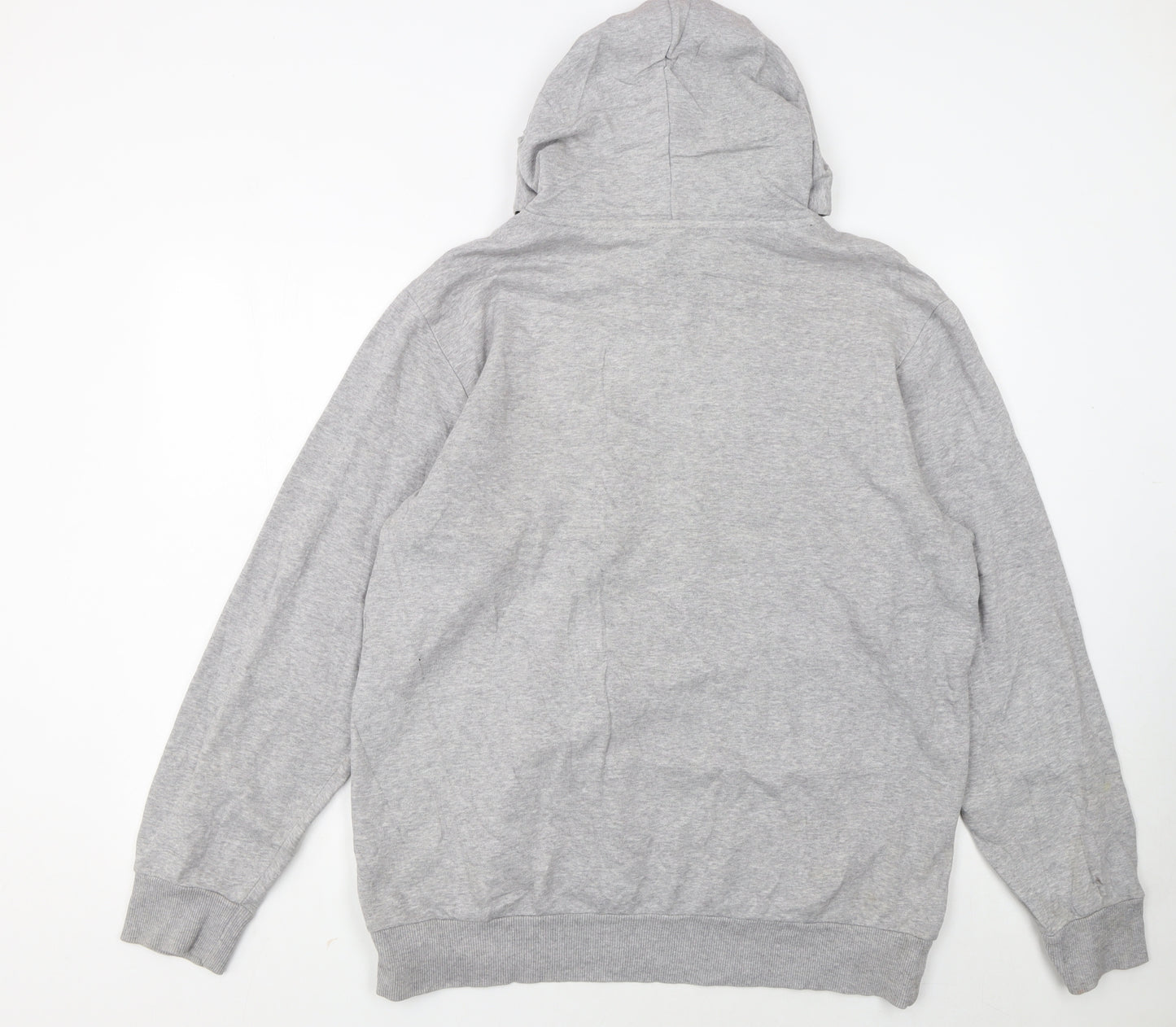 Reebok Men Grey Pullover Hoodie L Logo Fleece Sportswear