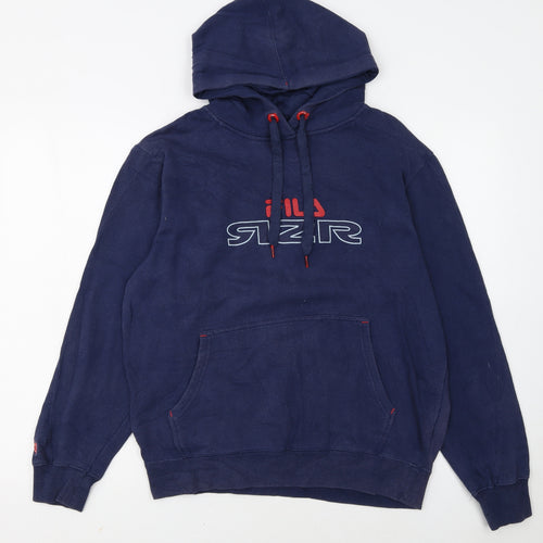 FILA Men's Blue Pullover Hoodie Size S Graphic Sports Fleece