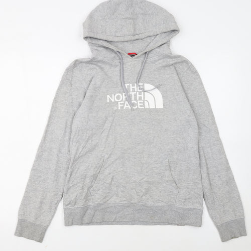 The North Face Womens Grey Pullover Hoodie Size M Logo Print
