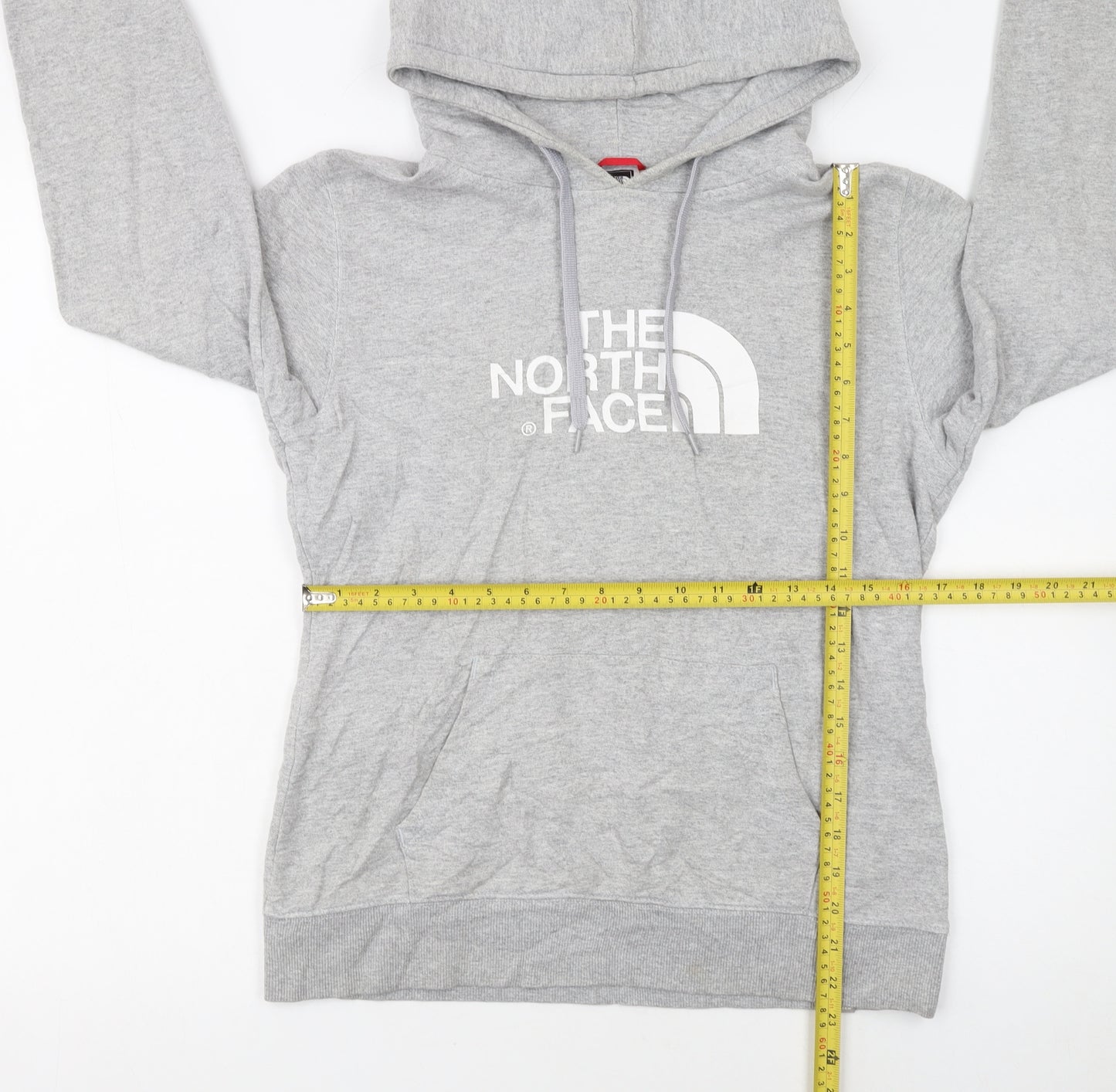 The North Face Womens Grey Pullover Hoodie Size M Logo Print