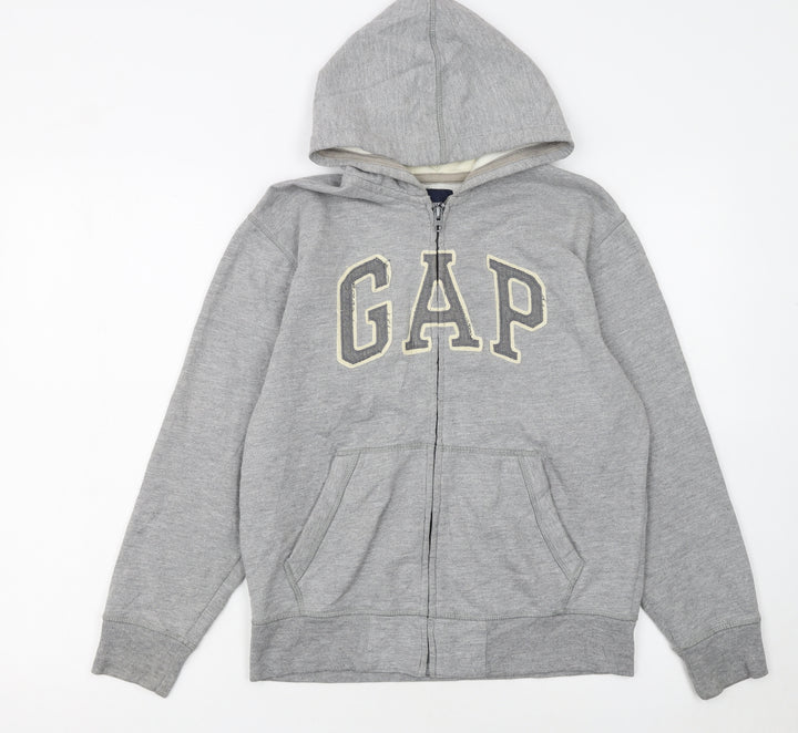 GAP Kids Boys Grey Full Zip Hoodie XL (12 Years) Fleece Lined Casual Sweatshirt
