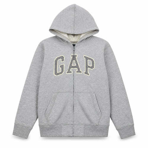 GAP Kids Boys Grey Full Zip Hoodie XL (12 Years) Fleece Lined Casual Sweatshirt