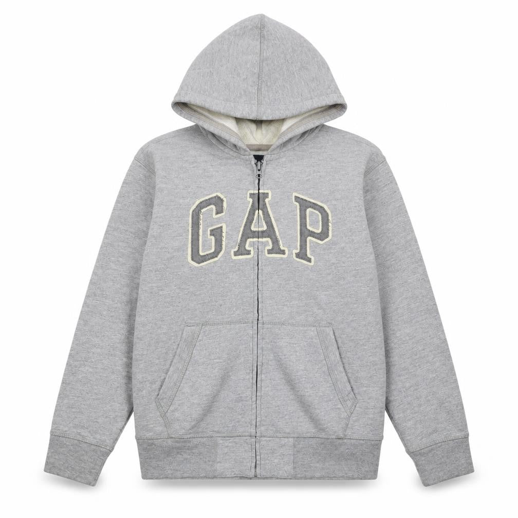 GAP Kids Boys Grey Full Zip Hoodie XL (12 Years) Fleece Lined Casual Sweatshirt