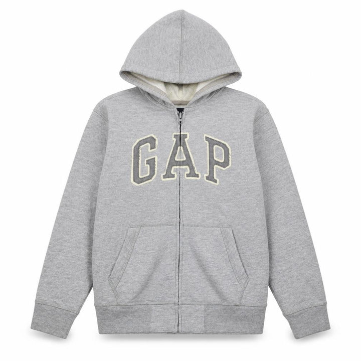 Gap Kids Boys Grey Full Zip Hoodie XL (12 Years) Fleece Lined Casual Sweatshirt