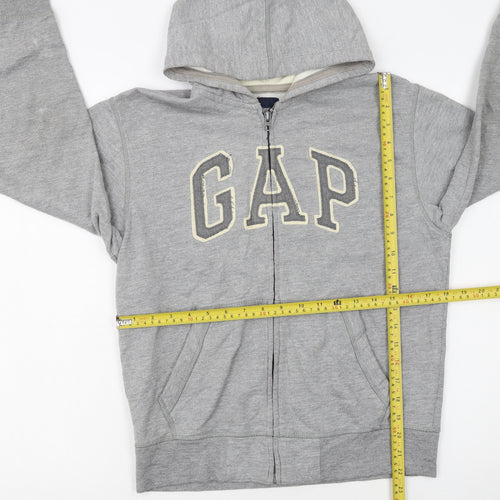GAP Kids Boys Grey Full Zip Hoodie XL (12 Years) Fleece Lined Casual Sweatshirt