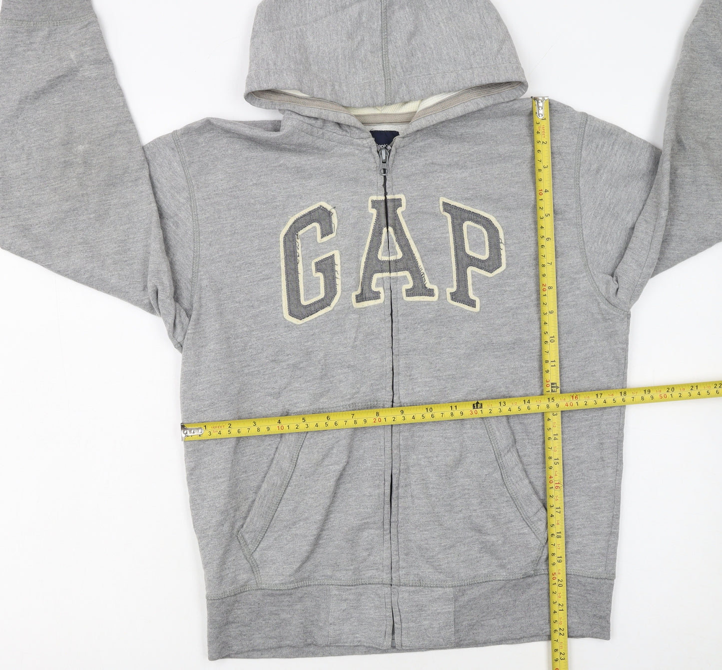 GAP Kids Boys Grey Full Zip Hoodie XL (12 Years) Fleece Lined Casual Sweatshirt