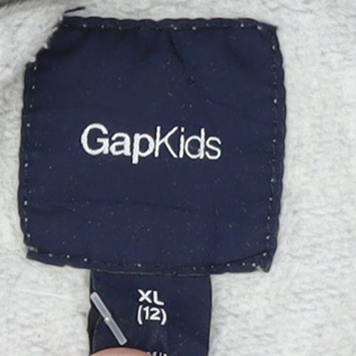 GAP Kids Boys Grey Full Zip Hoodie XL (12 Years) Fleece Lined Casual Sweatshirt