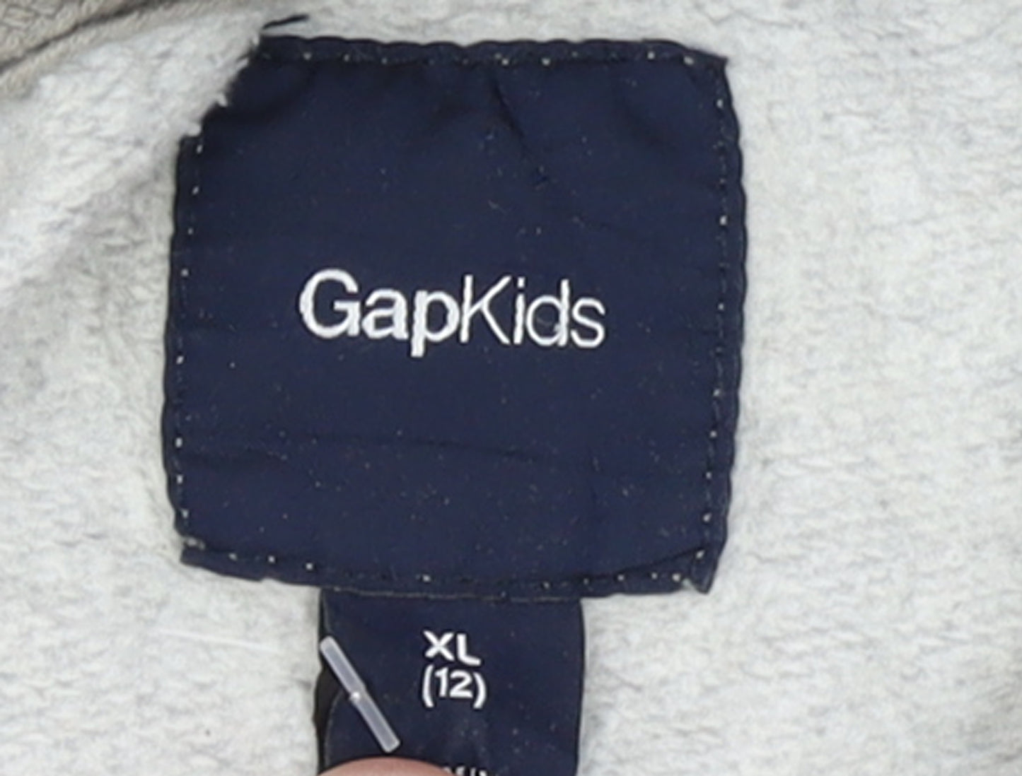 GAP Kids Boys Grey Full Zip Hoodie XL (12 Years) Fleece Lined Casual Sweatshirt