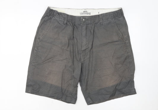 Levi's Mens Grey Chino Shorts L Regular Fit Cotton Linen Blend