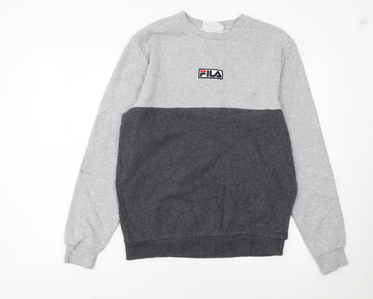 Fila Men’s Grey Regular Fit Crew Neck Pullover Sweatshirt S