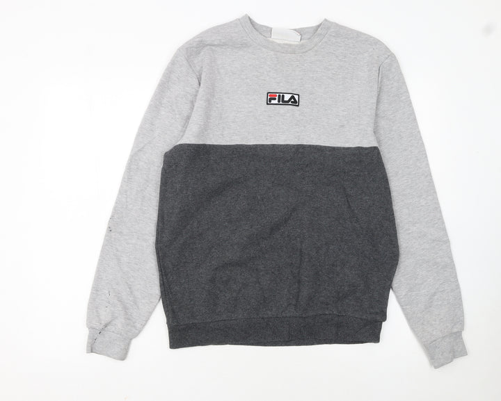 Fila Men’s Grey Regular Fit Crew Neck Pullover Sweatshirt S