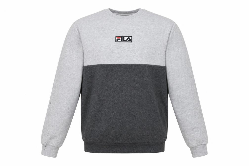 Front view of Fila Men’s Grey Regular Fit Crew Neck Pullover Sweatshirt S