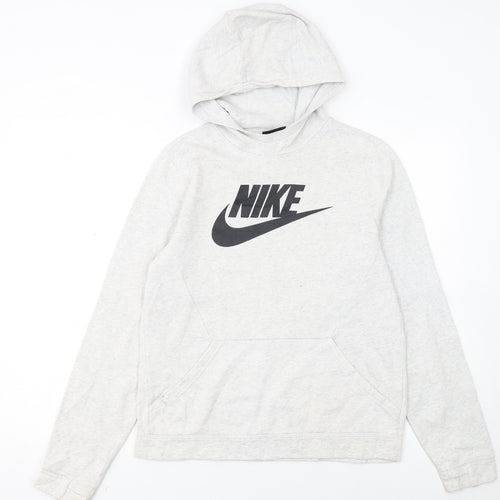 Nike Girls Grey Pullover Hoodie XL 13-15 Years Cotton Blend Logo Sweatshirt