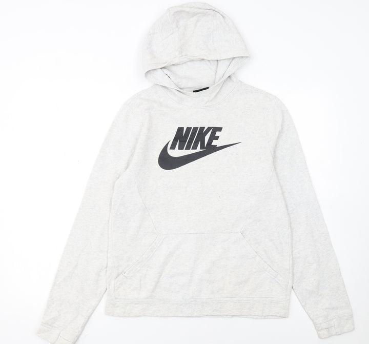 Nike Girls Grey Pullover Hoodie XL 13-15 Years Cotton Blend Logo Sweatshirt