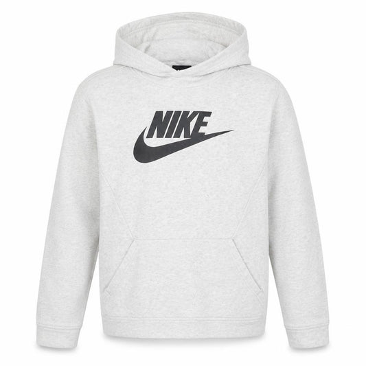 Front view of Nike girls’ grey pullover hoodie xl 13-15 years cotton blend logo sweatshirt
