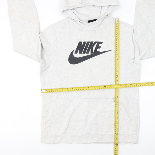 Nike Girls Grey Pullover Hoodie XL 13-15 Years Cotton Blend Logo Sweatshirt