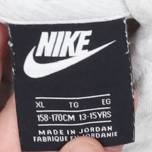 Nike Girls Grey Pullover Hoodie XL 13-15 Years Cotton Blend Logo Sweatshirt